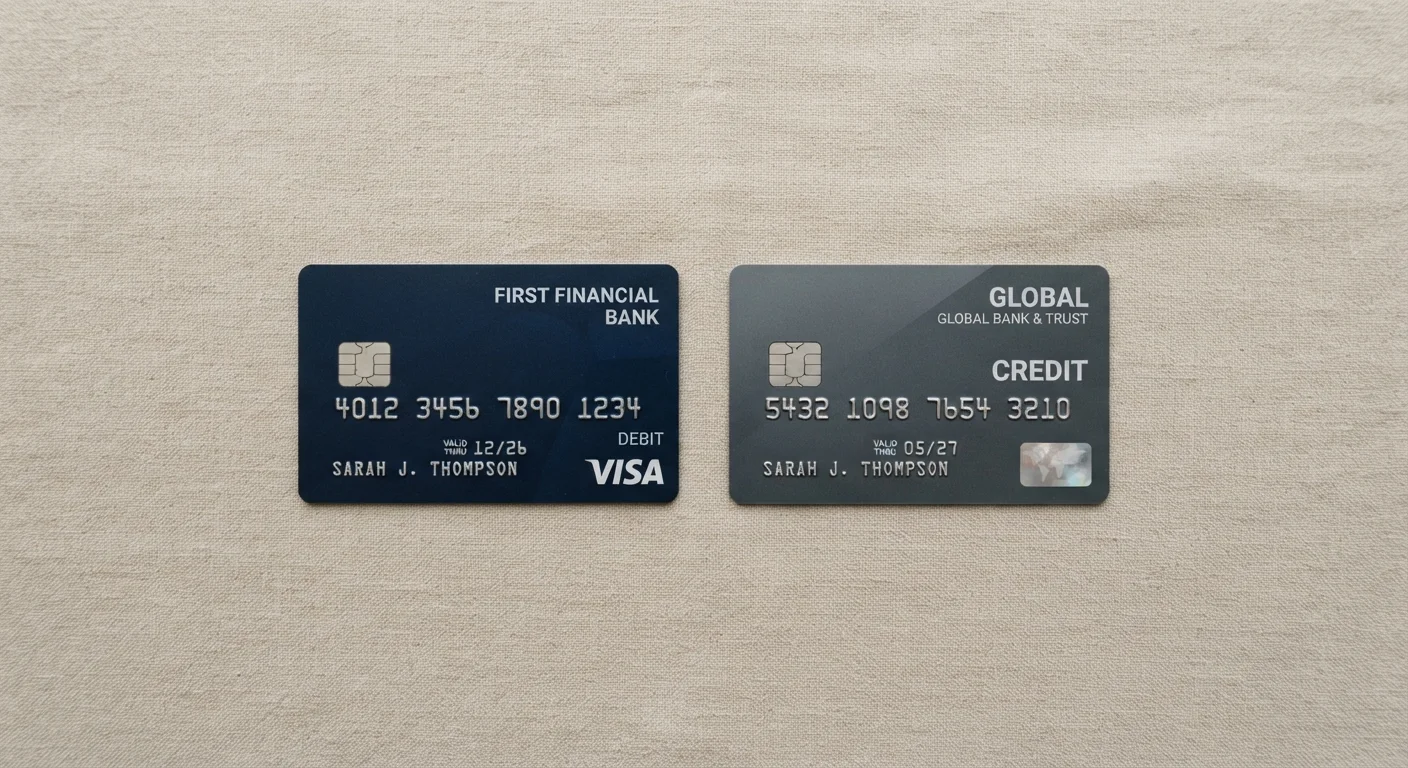 Debit Cards and Credit Cards Side by Side